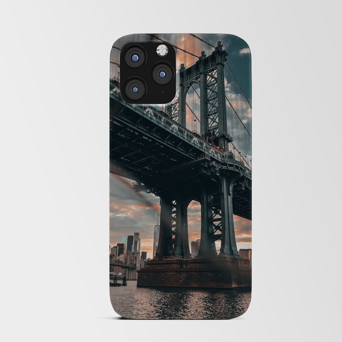 Manhattan Bridge and New York City skyline at sunset iPhone Card Case
