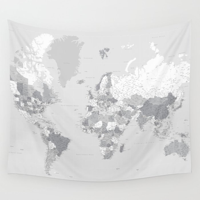 Gray map tapestry wall decor store