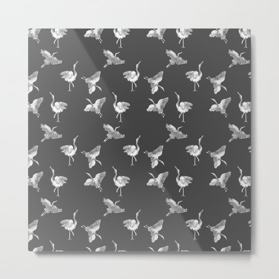 Cranes Pattern Metal Print