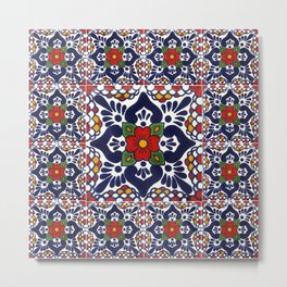 talavera mexican tile pattern Metal Print | Spanish, Pattern, Pop Art, Tile, Digital, Decoration, Curated, Mexican, Graphicdesign, Talavera 
