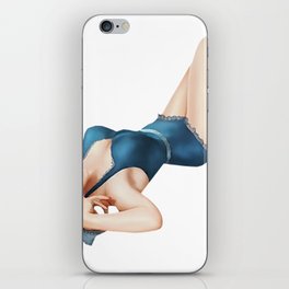 Sexy Pinup Girl Red Hair Blue Dress  iPhone Skin