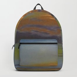 At the Coast, Beautiful Sunrise with streaks of orange, purple, yellow, gray seascape painting by Léon Spilliaert  Backpack | Floridakeys, Mailbu, Tuscany, California, Painting, Vancouver, Miami, Beach, African, Sainttropez 