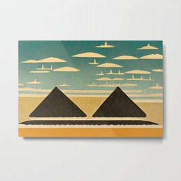 Minimal Pyramid and UFOs Metal Print