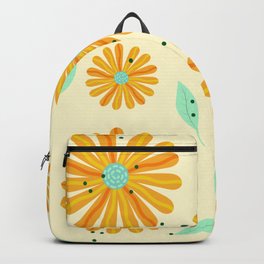 Groovy flowers Backpack | Stencil, Spring, Leaves, Flowers, Yellow Daisy, Happiness, Daisies, Nature, Graphicdesign, Design 