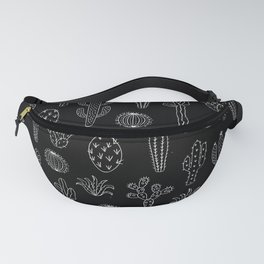 Cactus Silhouette White And Black Fanny Pack
