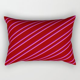 [ Thumbnail: Dark Red, Purple, and Hot Pink Colored Striped/Lined Pattern Rectangular Pillow ]