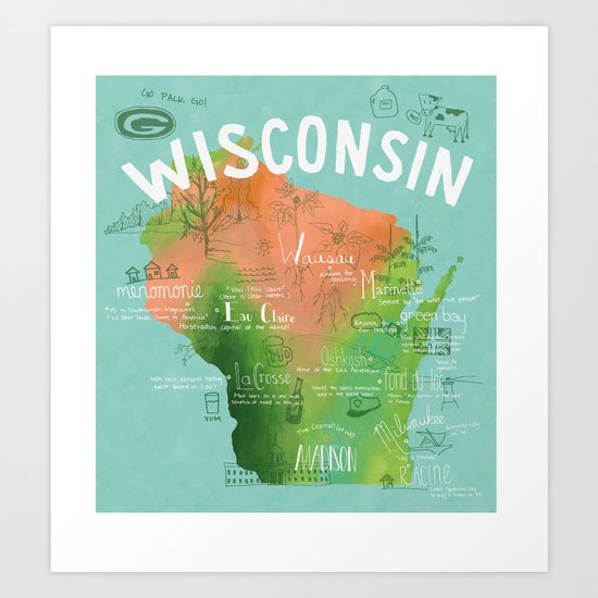 Wisconsin Map Art Print