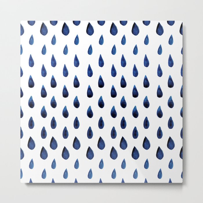 Blue Indigo Series - Drops of Water Pattern Metal Print