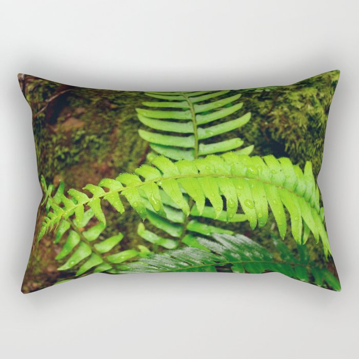 Tropical rain falling on fern leaves Rectangular Pillow