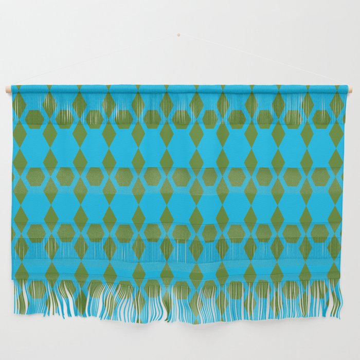 Green and Blue Honeycomb Pattern Wall Hanging