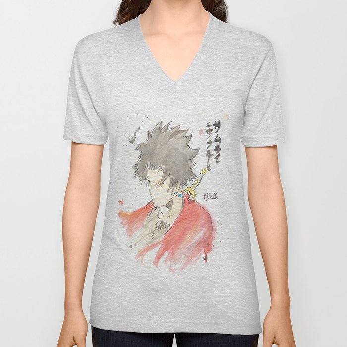 Samurai Champloo - Mugen Watercolour V Neck T Shirt