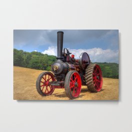 Dreadnought Metal Print | Agriculture, Steamengine, Steamroller, Color, Field, Hdr, Tractionengine, Red, Chimney, Dreadnought 