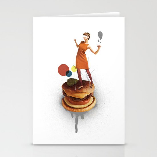 These Burgers Are Crazy | Collage Stationery Cards