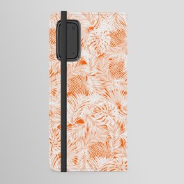 orange tropical leaves pattern Android Wallet Case