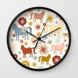 Horses And Flowers Wall Clock