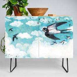 Flock of Swallows flying over a wheat field Illustration by Julia Doria  Credenza