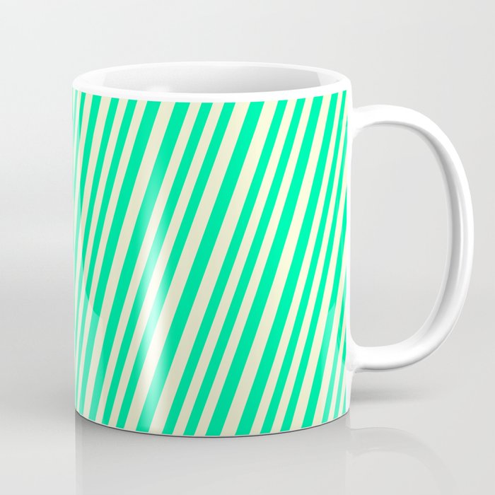 Light Yellow and Green Colored Lined/Striped Pattern Coffee Mug
