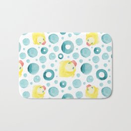 Watercolor hand drawn seamless pattern with a rubber duck Bath Mat | Backdrop, Cute, Baby, Shower, Shampoo, Painting, Water, Duck, Soap, Wash 