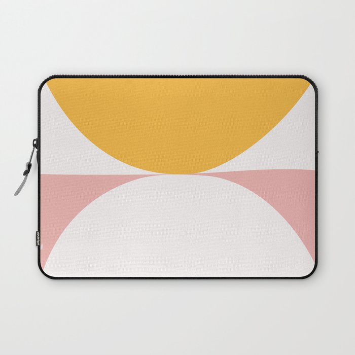 Abstract Geometric Shapes 27 in Mustard pale pink (Moon phases) Laptop Sleeve