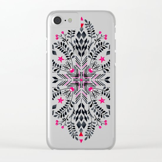 Winter Graphic Folk Art Pattern Clear iPhone Case