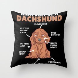 Anatomy Of A Dachshund Cute Dogs Puppy Throw Pillow