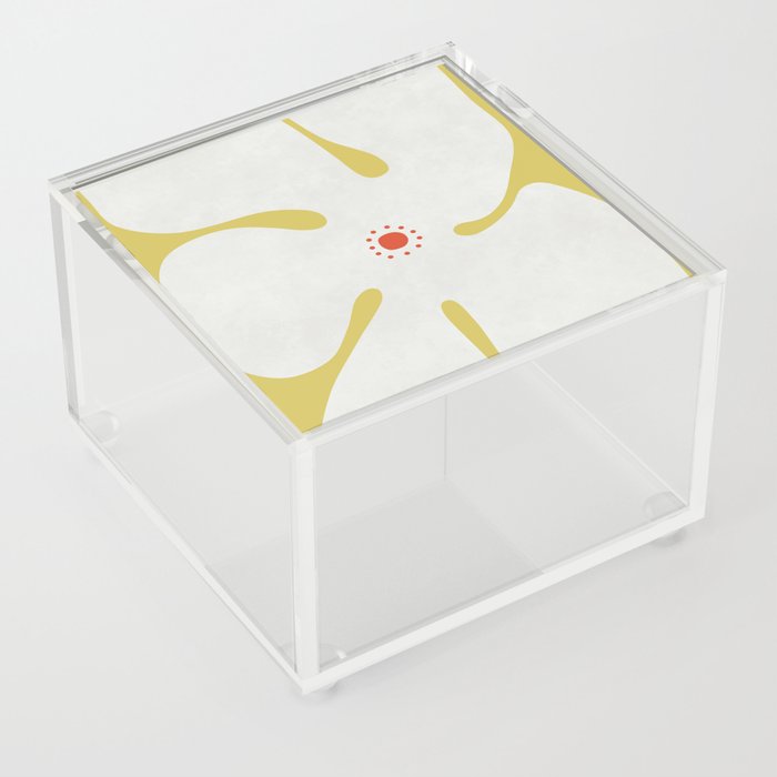 White Poppy Flower on Yellow Acrylic Box