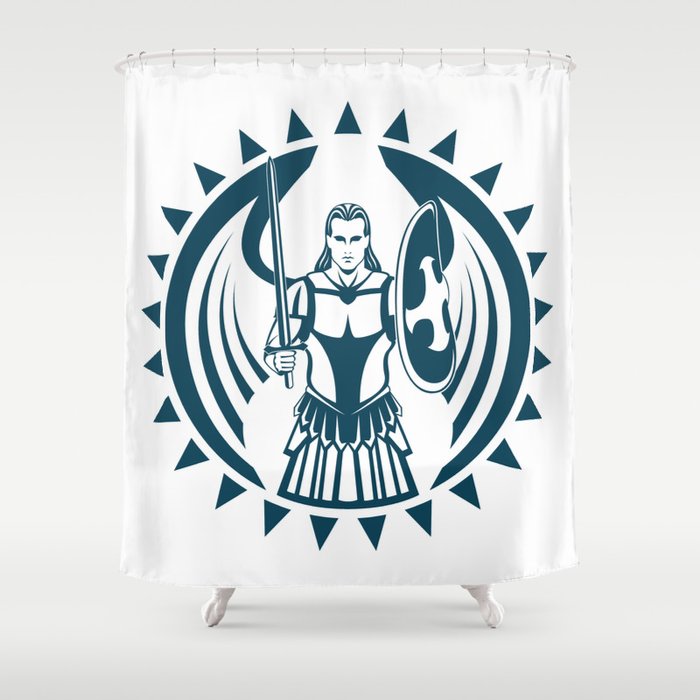 Archangel Michael Sun Icon Illustration Shower Curtain