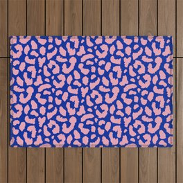 Retro Blue and Pink Leopard Spots Pattern (ix 2021) Outdoor Rug