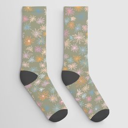 Colorful Daisies (olive) Socks