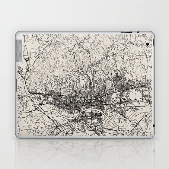 Zagreb - Croatia - Black&White Illustrated Map Laptop & iPad Skin