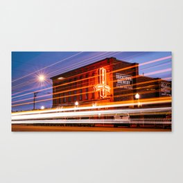 Fort Smith Light Trails And Brewery Neon Panorama Canvas Print