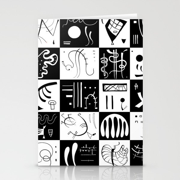 Kandinsky Black And White Pattern Abstract Art Stationery Cards By Shamila