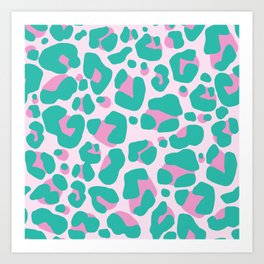 Leopard Print Pink and Teal Pattern Art Print