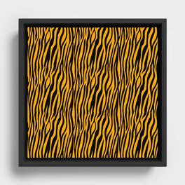 Neon Orange Tiger Pattern Framed Canvas