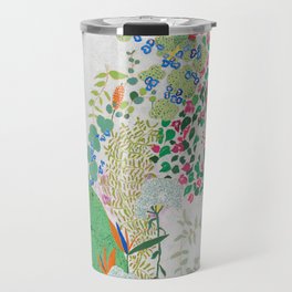 Painterly Floral Jungle on Pink and White Travel Mug