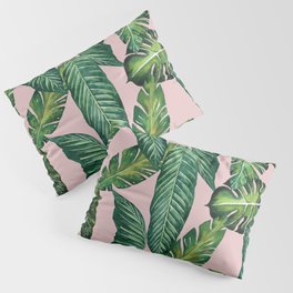 Jungle Leaves, Banana, Monstera II Pink #society6 Pillow Sham