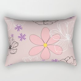 Floral pattern with different colors on a pink background Rectangular Pillow