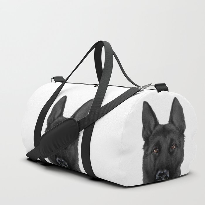 Black German Shepherd Original Painting By Miart Duffle Bag By