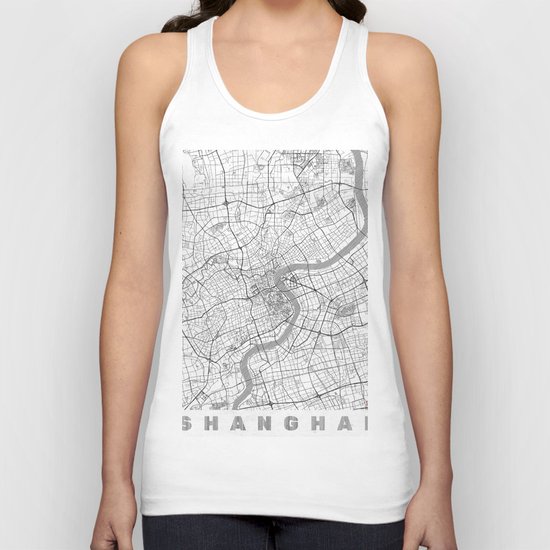Shanghai Map Line Unisex Tank Top