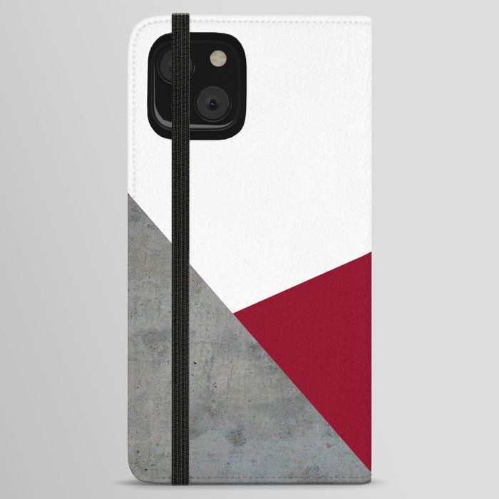 Concrete Burgundy Red White iPhone Wallet Case