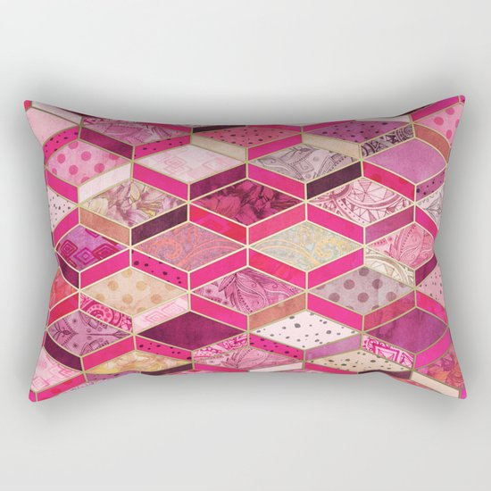 Wild Pink & Pretty Diamond Patchwork Pattern Rectangular Pillow