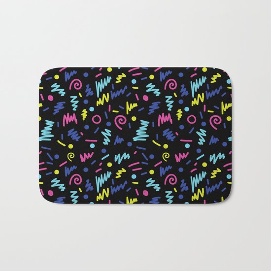 Vicky - 80s, 90s, bright neon, shapes, design, pattern, trendy, hipster, memphis design Bath Mat