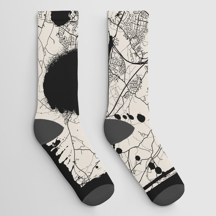 England, Leicester - Artistic Map - Black and White Socks