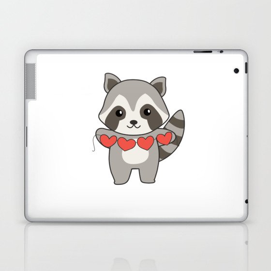 Raccoon For Valentine's Day Cute Animals With Laptop & iPad Skin