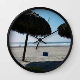 Tiki Umbrellas Rosarito Beach Mexico Wall Clock