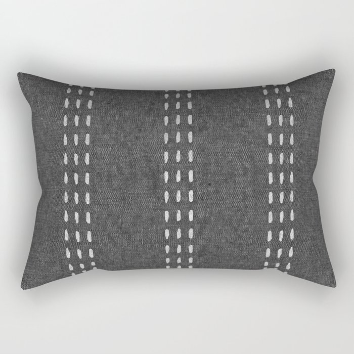 boho vertical stitch - charcoal Rectangular Pillow
