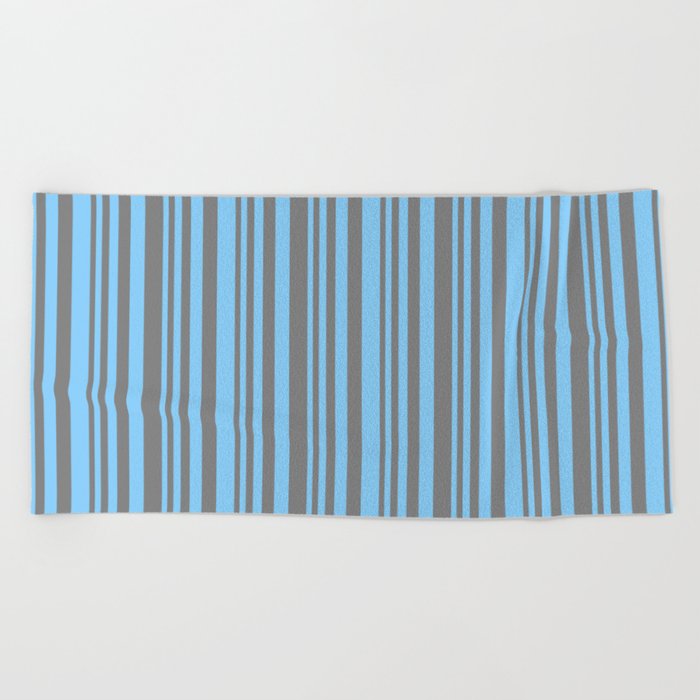 Light Sky Blue and Gray Colored Stripes Pattern Beach Towel