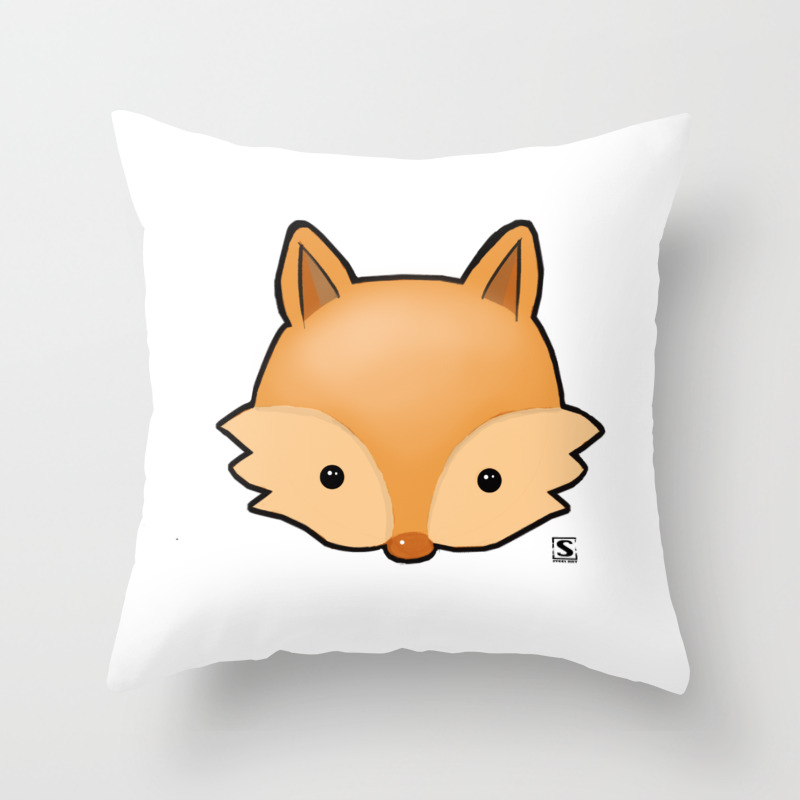 Baby Fox Kawaii Throw Pillow By Steelartstudios Society6