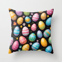 Happy Easter Eggs Collection Throw Pillow