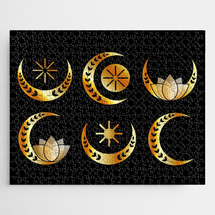 Decorative Crescent moons gold  Jigsaw Puzzle